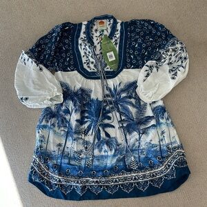 FARM Rio Floral Blue and White min dress small palm beach